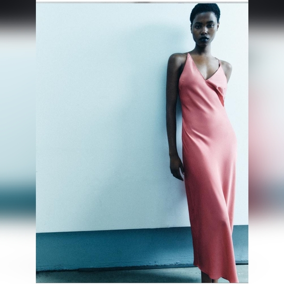 BNWT! Zara satin slip dress with criss-cross back - Picture 4 of 7
